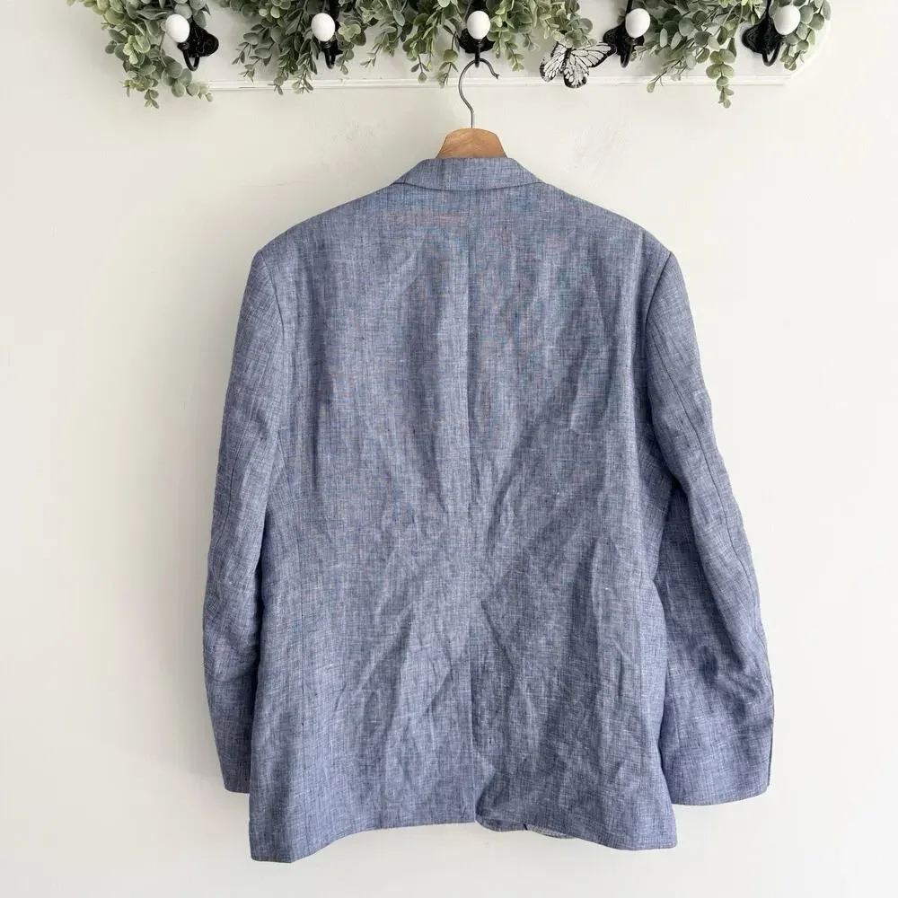 Men’s J. Crew Baird Mcnutt Linen Murano Slim Fit Chambray Blazer Large CP